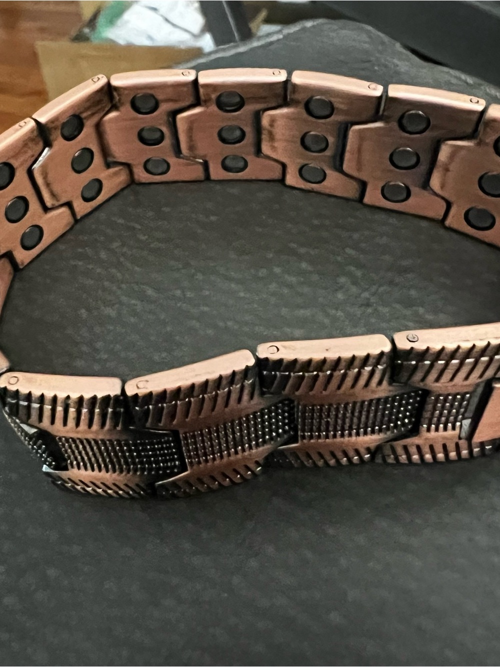 Copper and stainless steel Link Bracelet - Copper and Black